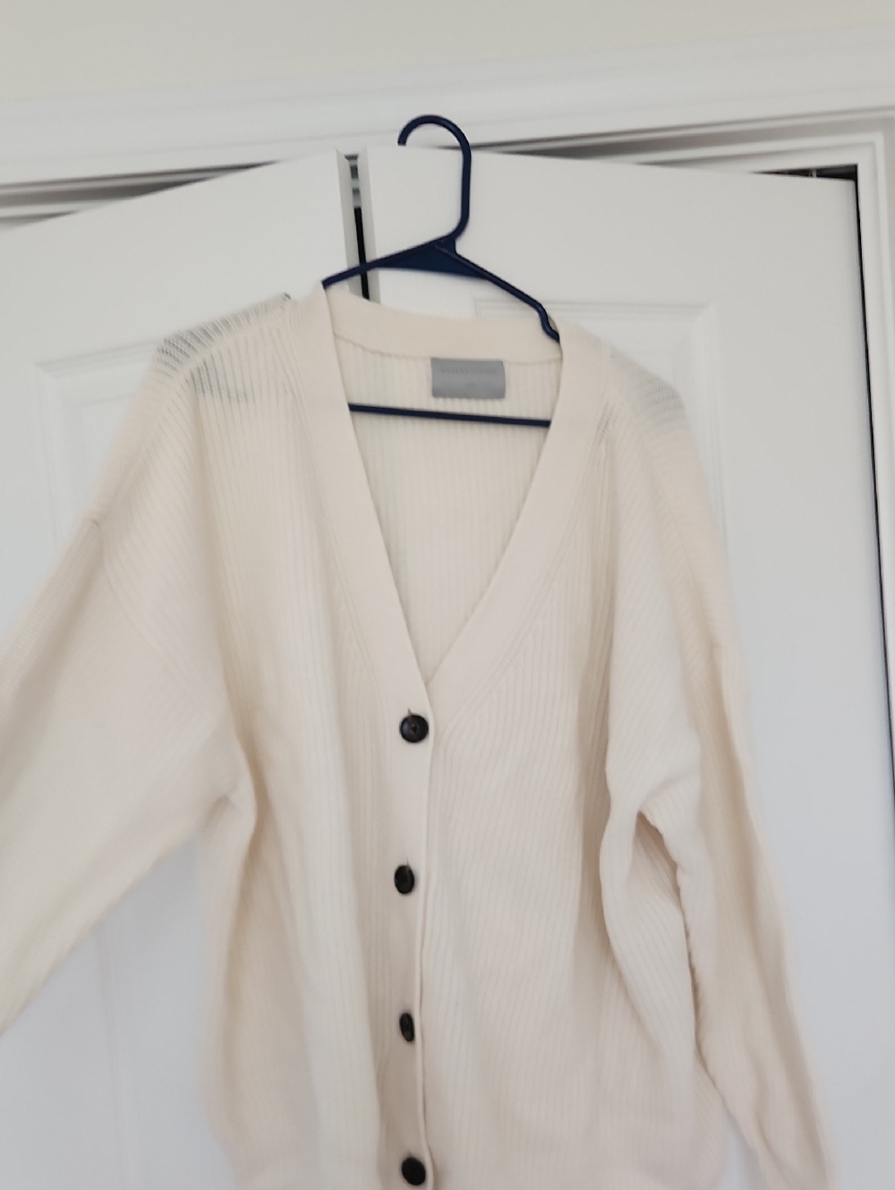 Modern Citizen Cream V-Neck Ribbed Button Cardigan